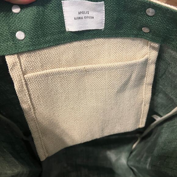 Apolis Large Reusable Green All The Things Jute Market Bag Shopping Bag Tote NEW - Picture 7 of 8